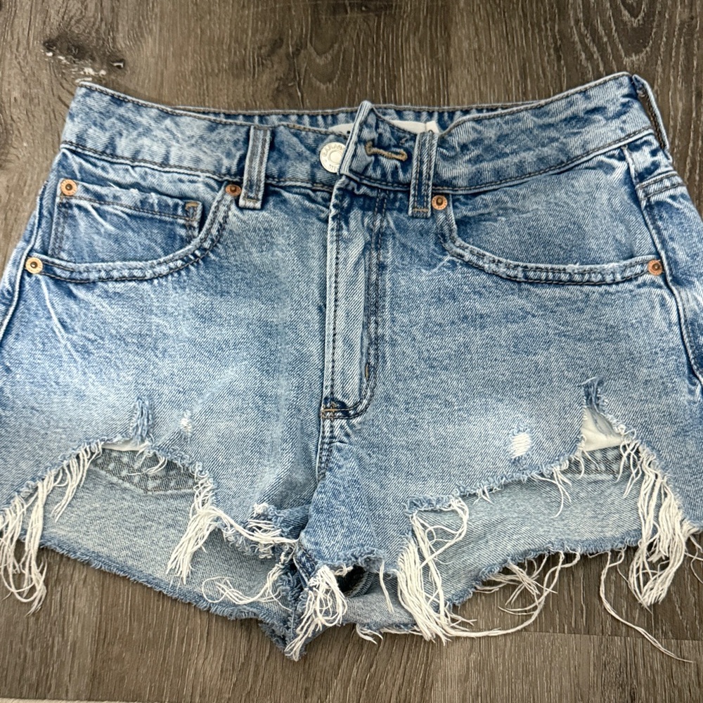 Garage Light Blue Distressed Jean Shorts